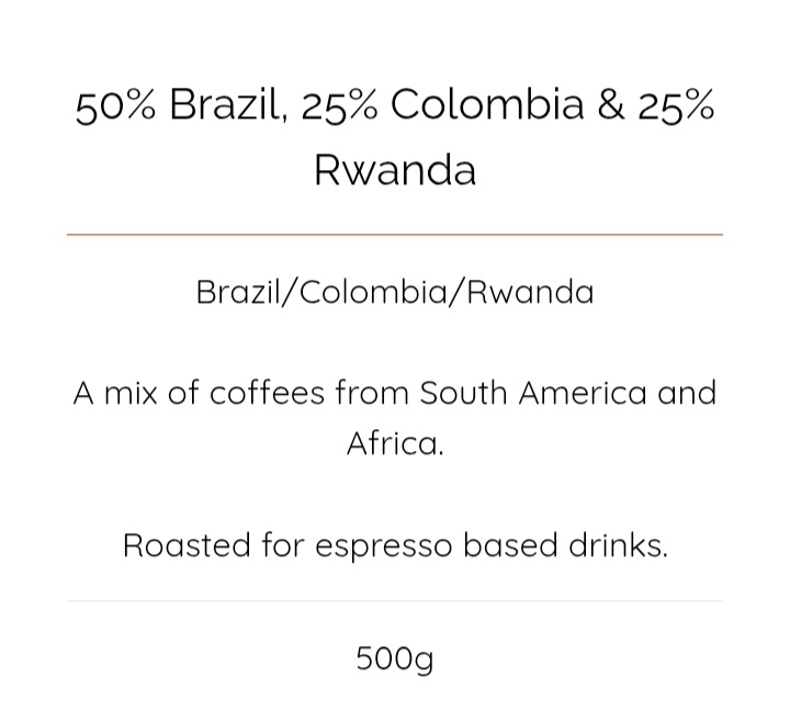 Brazil-Colombia-Rwanda Coffee Blend 500g