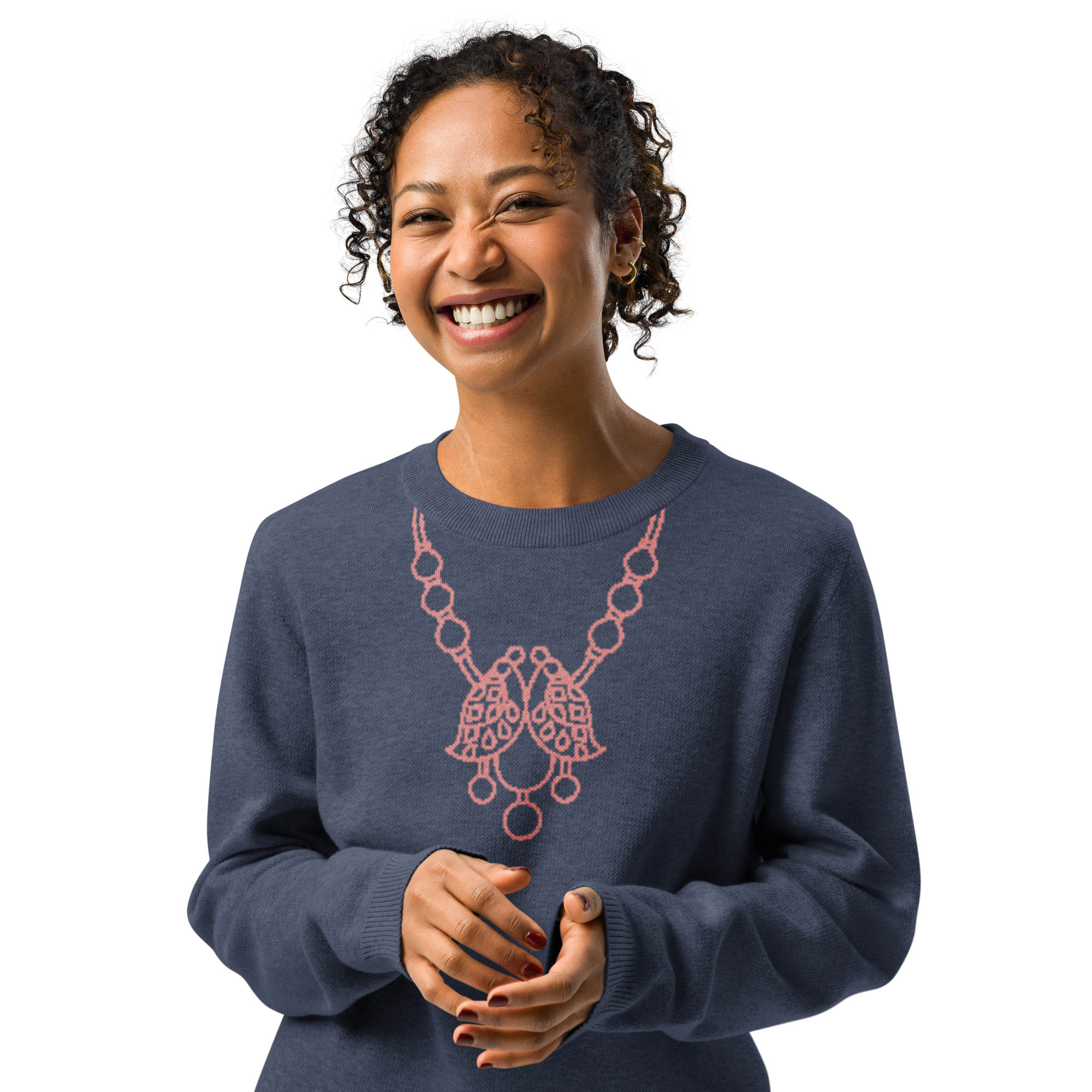 Queen’s Ornament — Peacock Harmony - Navy Blue and Dusty Rose