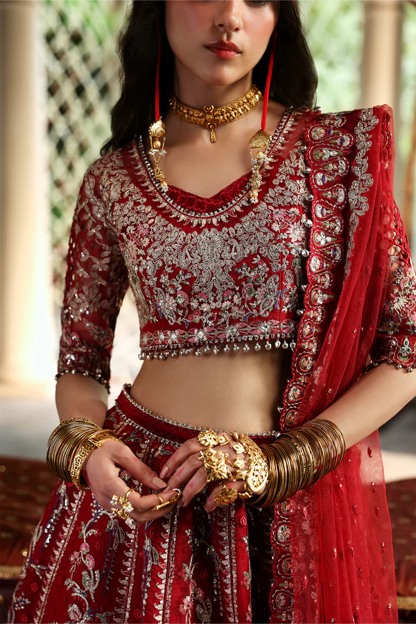 Embroidered Royal Red Lehenga