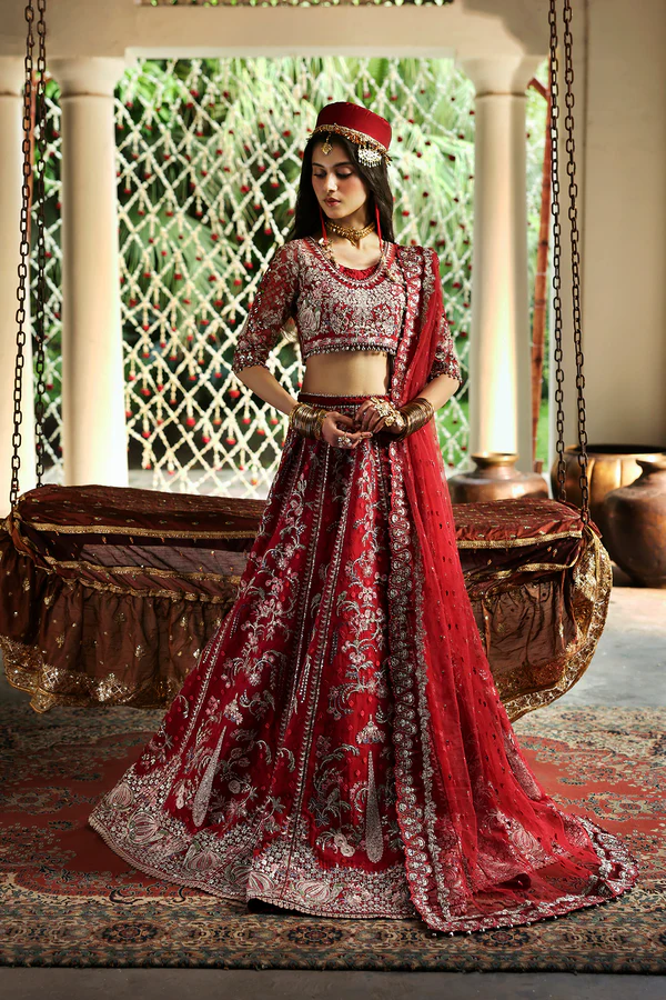 Embroidered Royal Red Lehenga