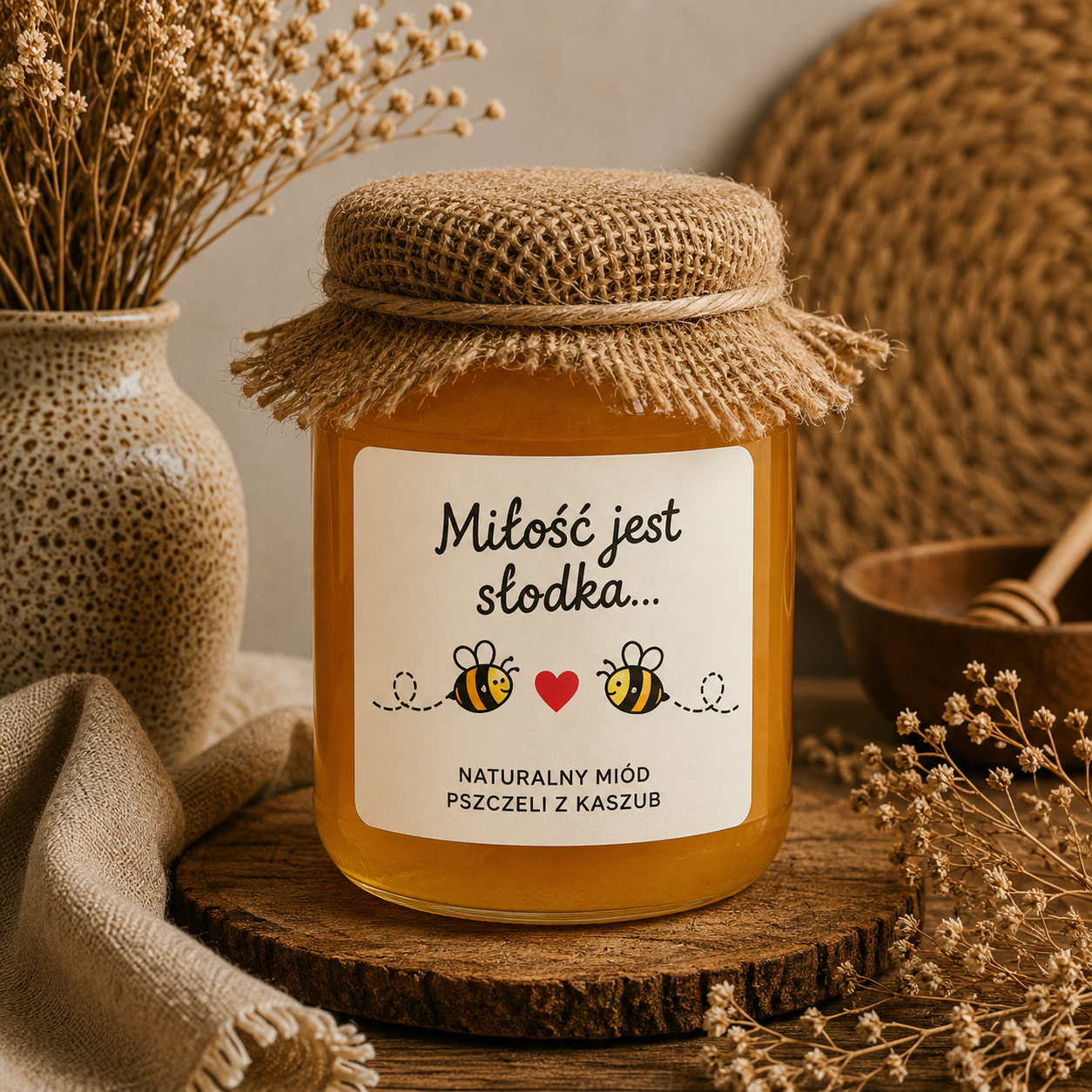 Miód „Miłość Jest Słodka” 460 g – Naturalny Miód Pszczeli Z Kaszub