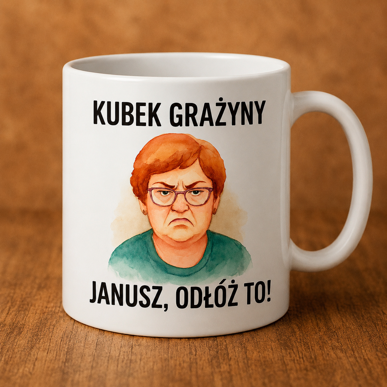 Kubek - Kubek Grażyny,  Janusz, odłóż to! -  330 ml • Zabawny prezent