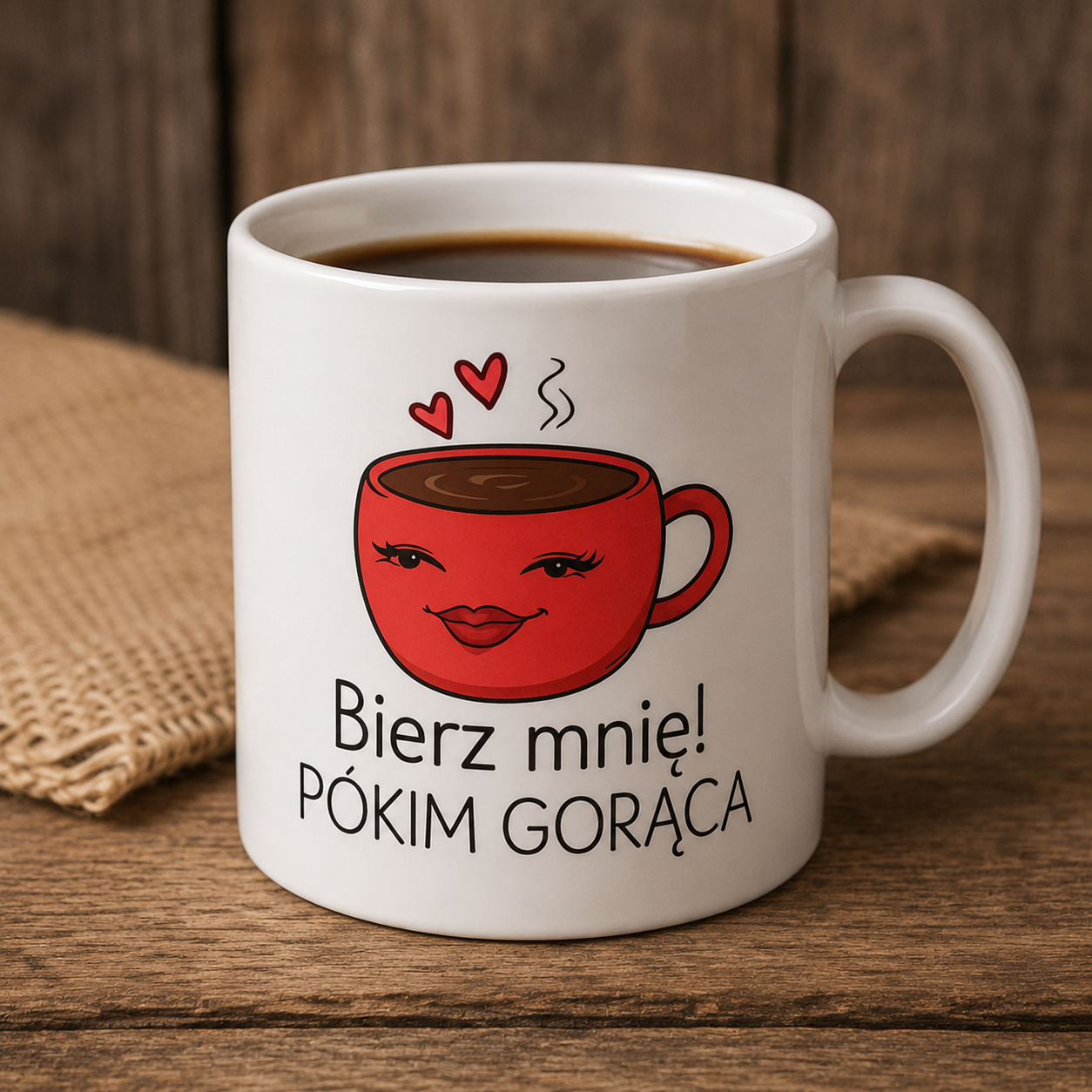 Kubek -Bierz mnie! pókim gorąca -  330 ml • Zabawny prezent dla kawosza