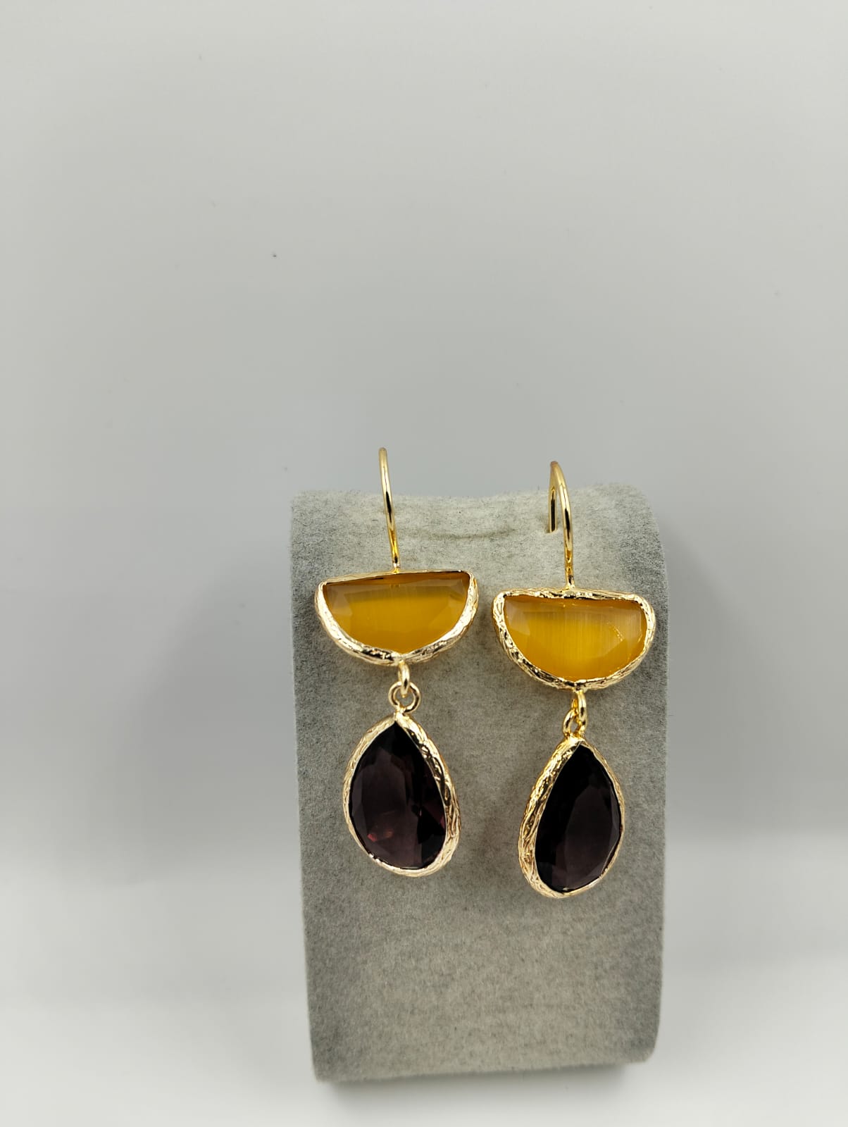 Boucles d'oreilles dorées pierres naturelles