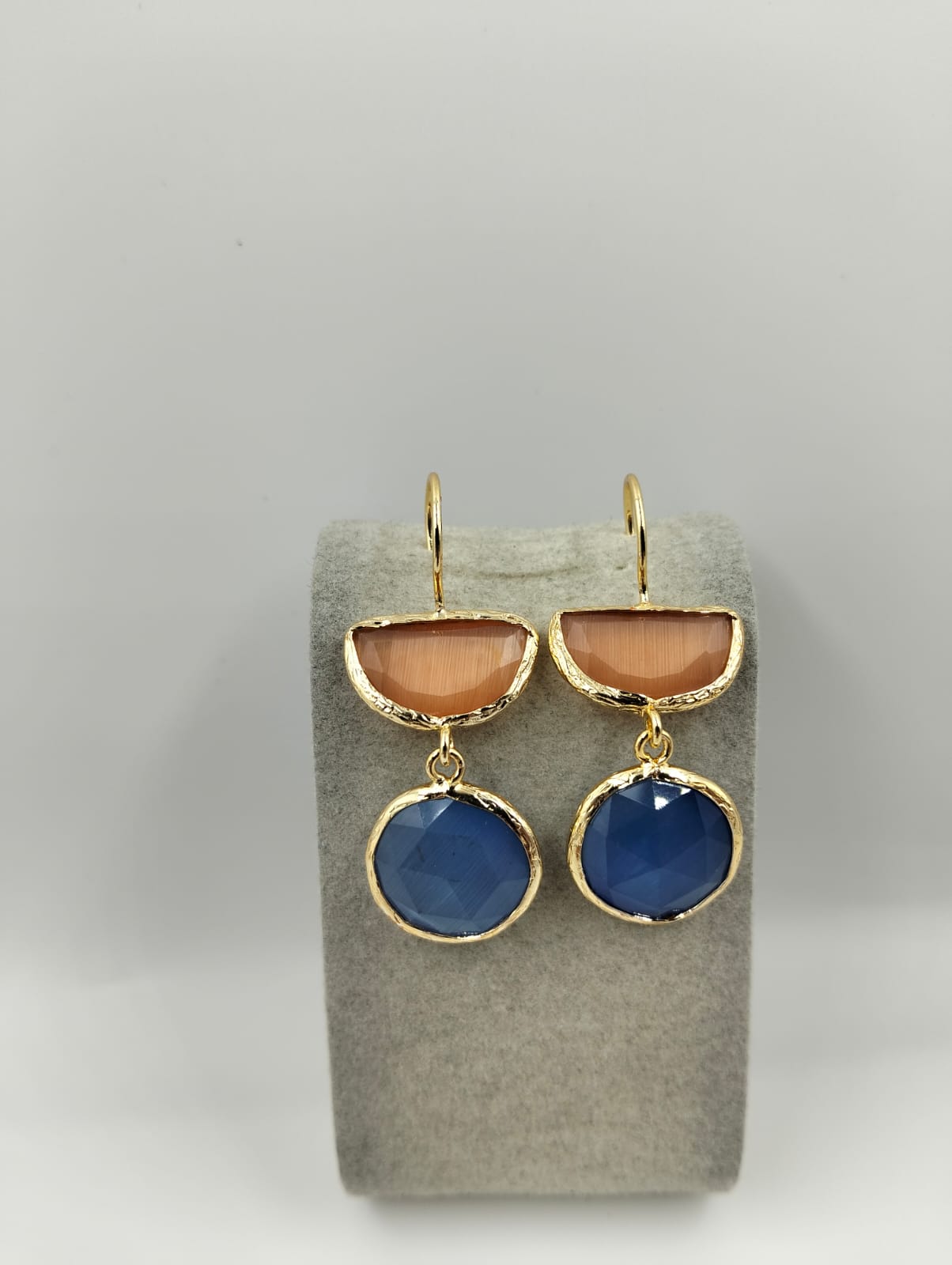 Boucles d'oreilles dorées pierres naturelles