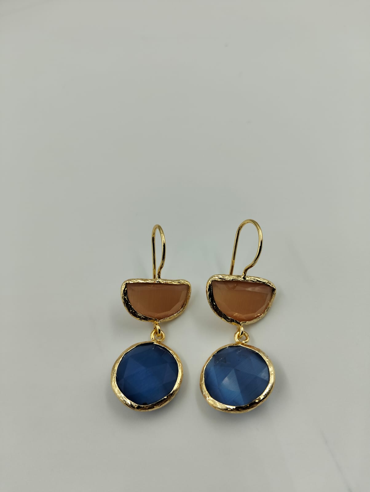 Boucles d'oreilles dorées pierres naturelles