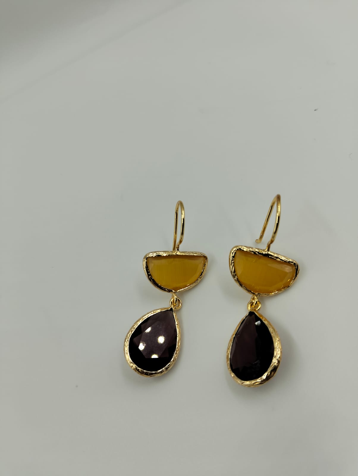 Boucles d'oreilles dorées pierres naturelles