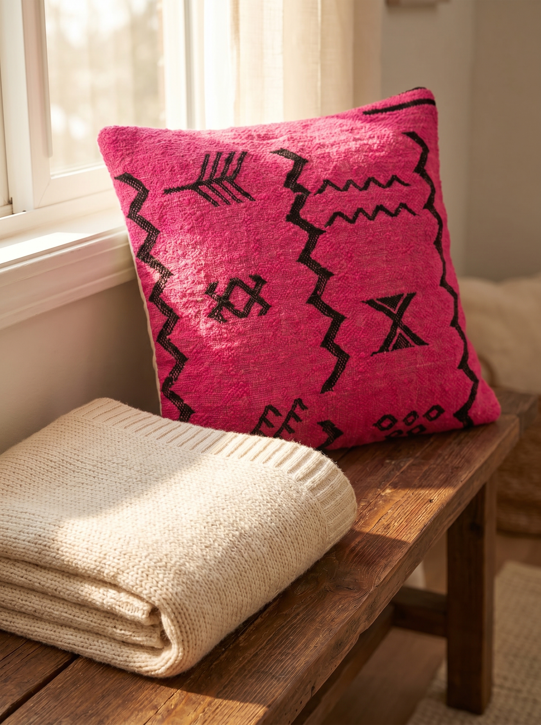 Coussin berbère rose