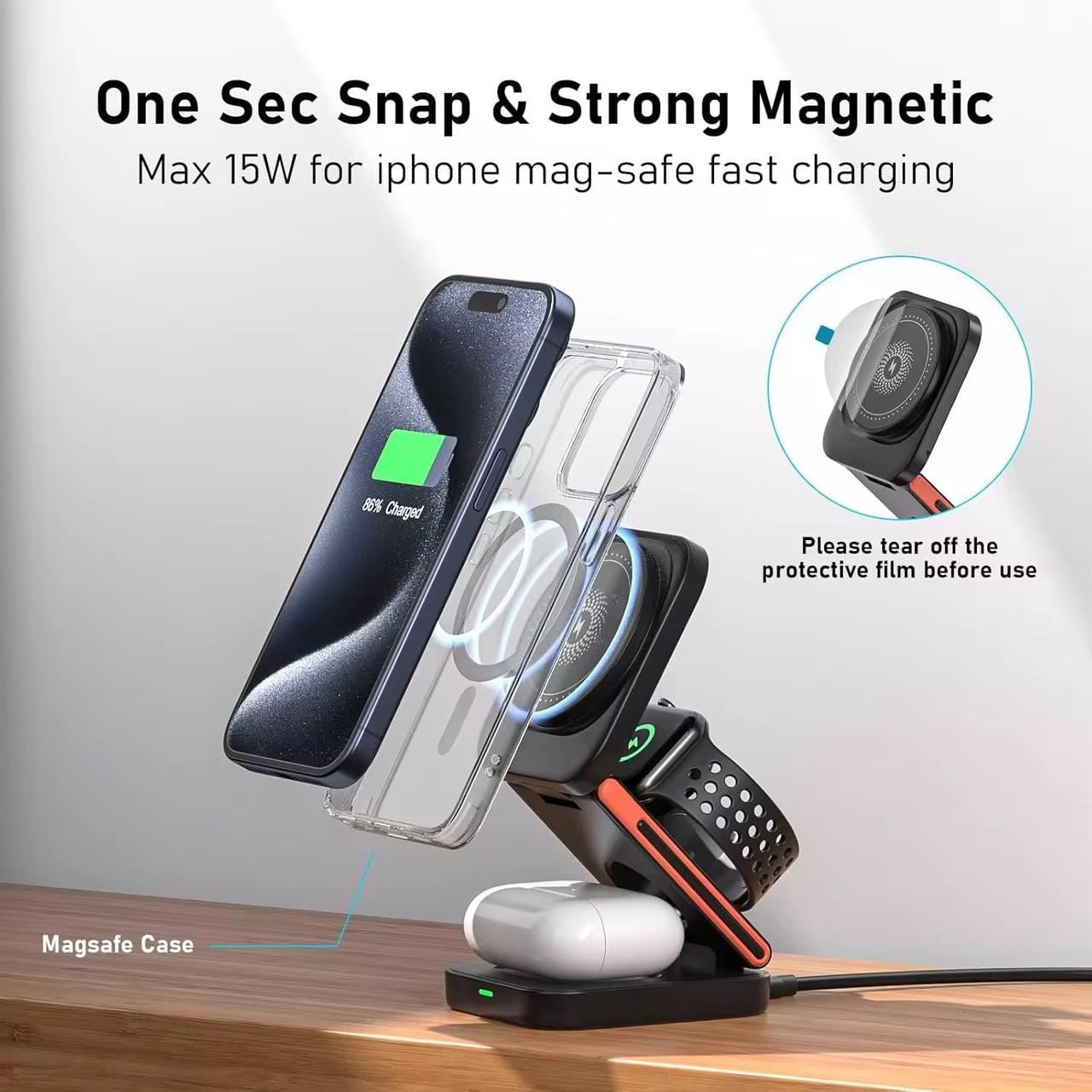 Carregador Magnético Wireless 3 em 1