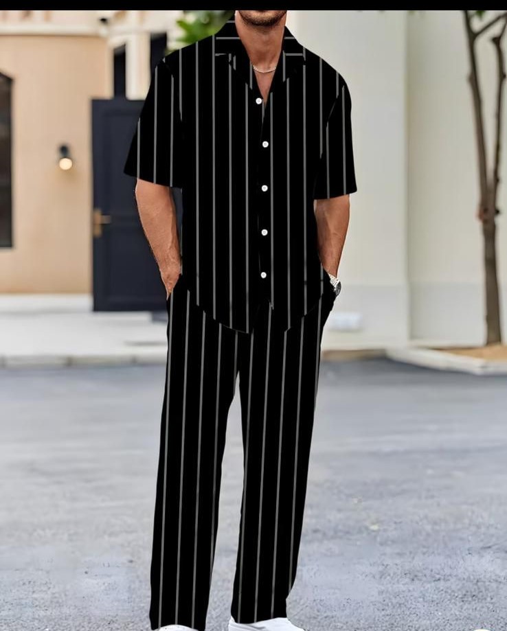 Conjunto Masculino Listrado Preto