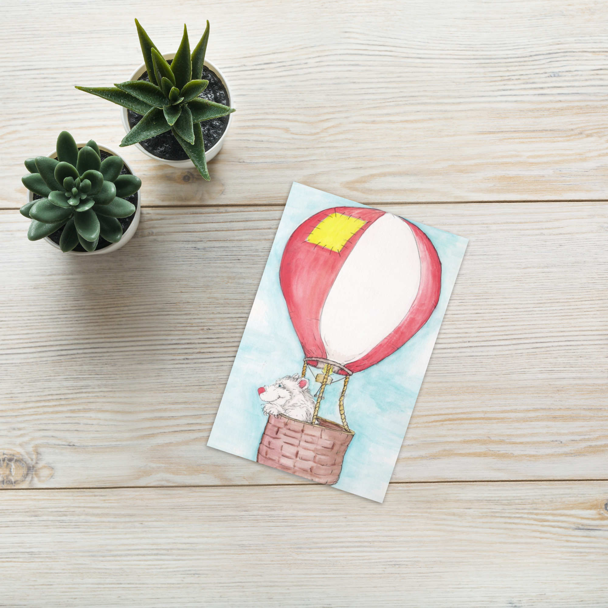 Mouse in Hot Air Balloon Art Print