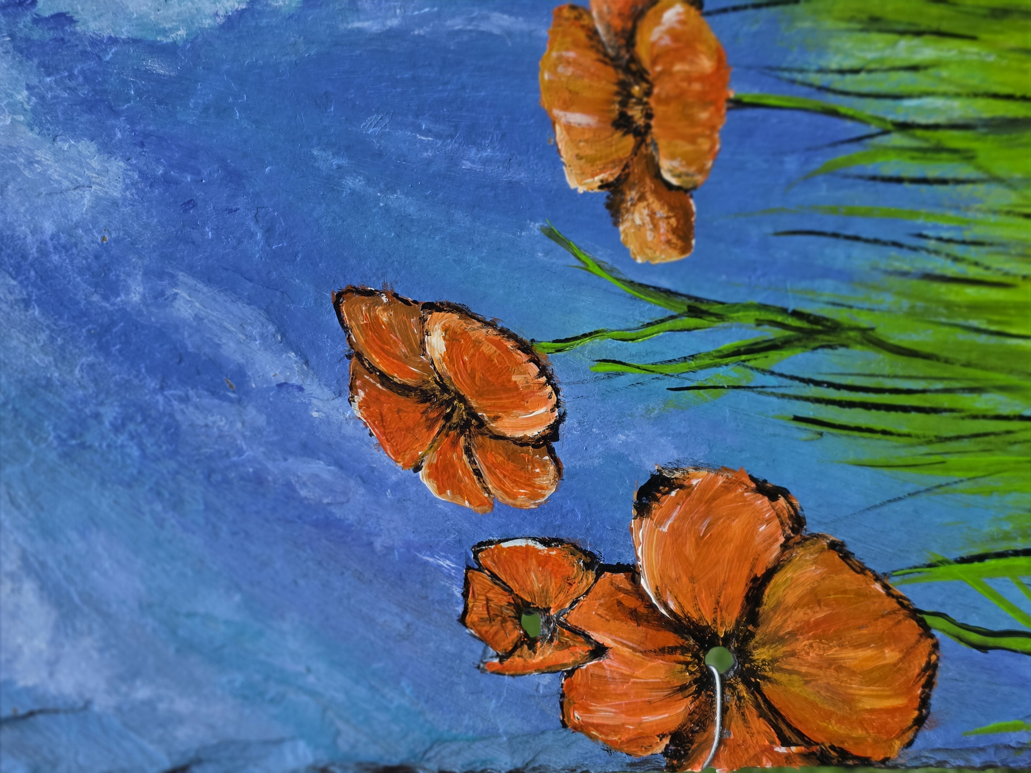 Orange Poppy Floral Painting