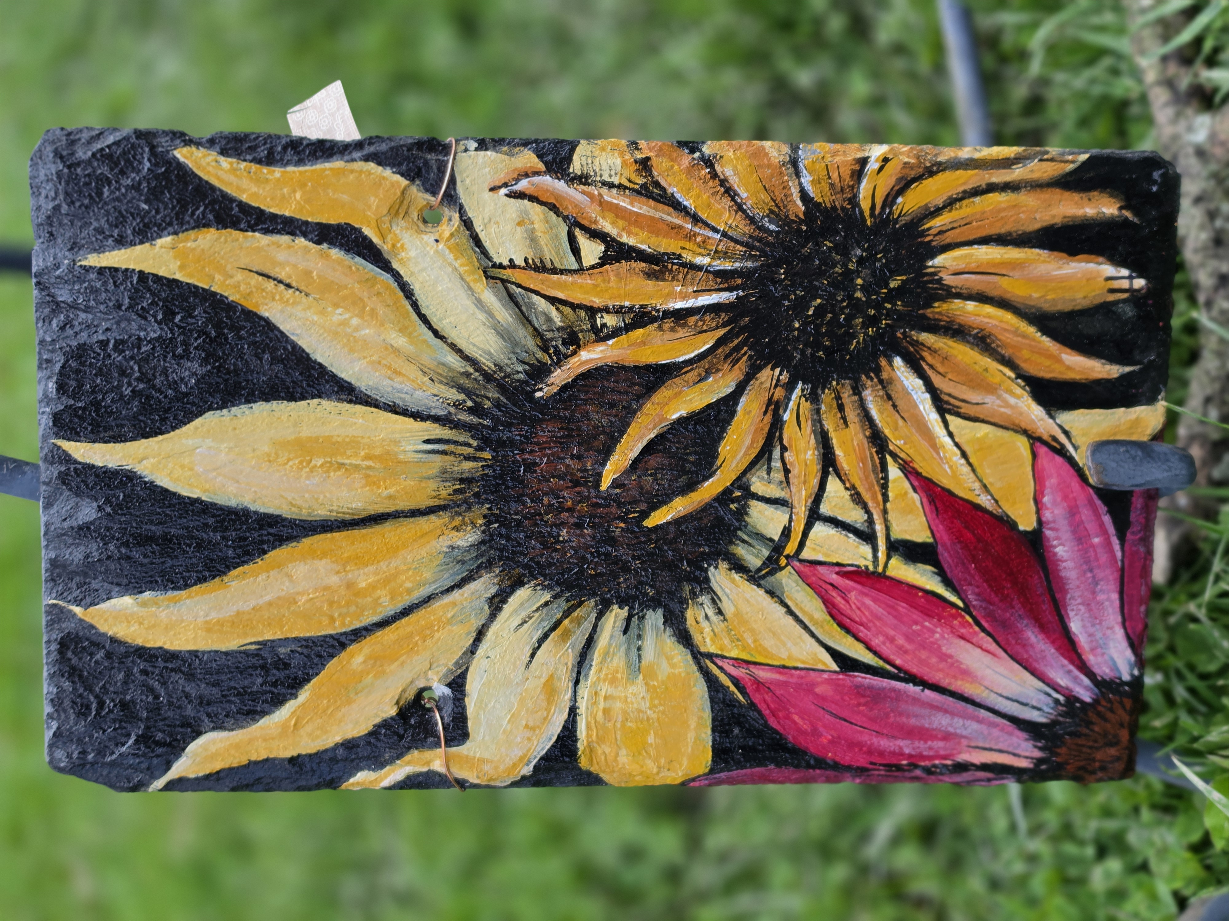 Hand-Painted Floral Slate Plaque