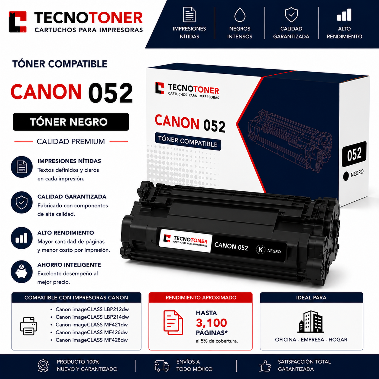 Tóner Canon 052 Para imageCLASS LBP212dw LBP214dw MF421dw MF424dw MF426dw MF429dw