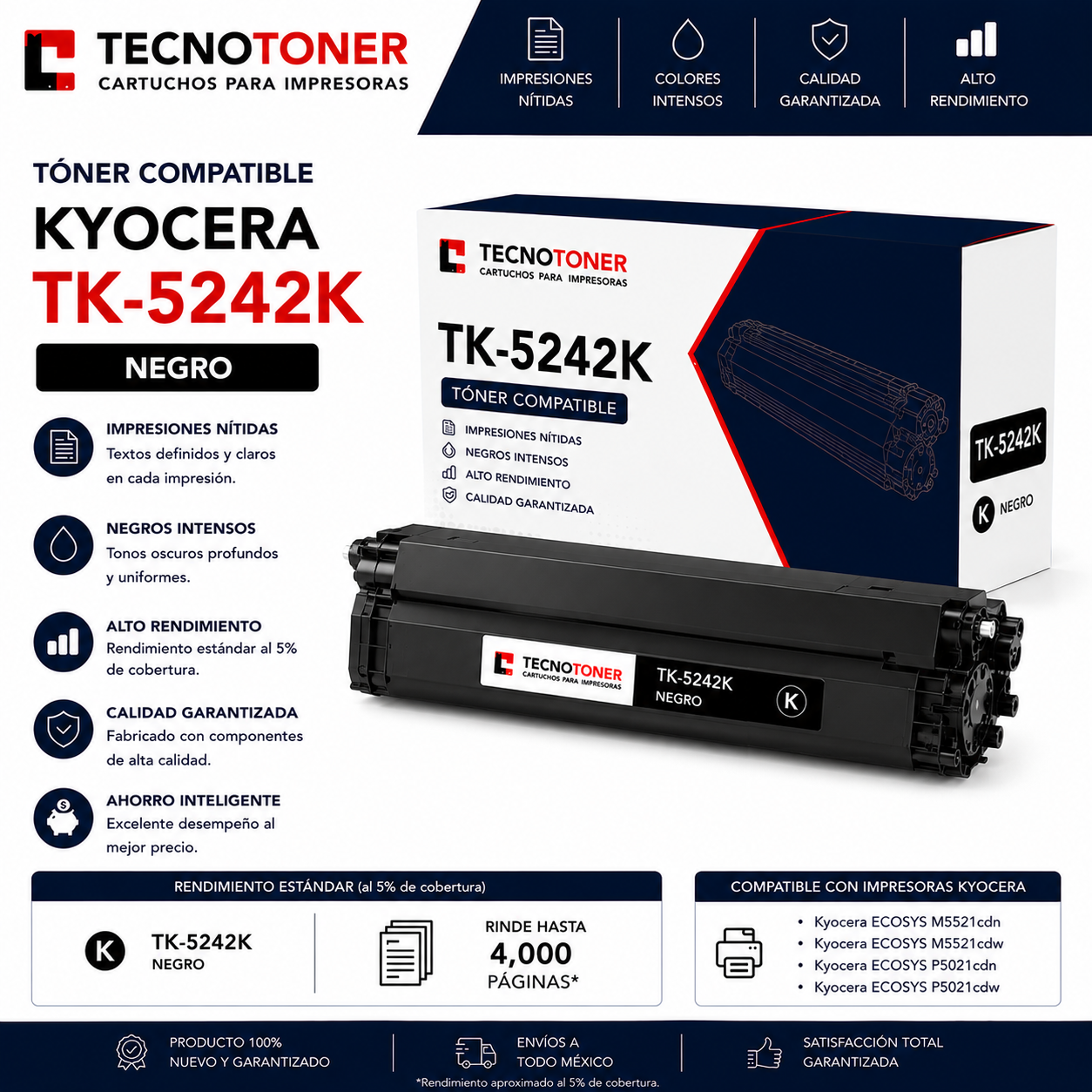 Tóner Kyocera TK-5242K  Para ECOSYS MA2101cwfx MA2101cfx PA2101cwx