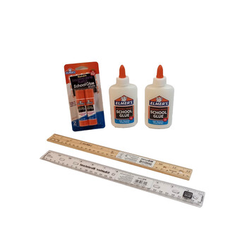 School Supply Bundle K- 5th Grade Lot Of 5 Glue Sticks Clear Wooden Rulers
