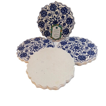 Ceramic Tile Coasters Vintage Floral Cottagecore Set Of 4 Boho Decor New/Other