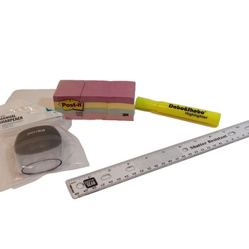 Assorted School Supply Bundle Girls K- 5th Grade Glue Sticks Ruler Highlighter