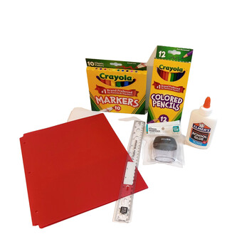 Assorted School Supply Bundle K- 5th Grade Glue Index Cards Ruler Color Markers