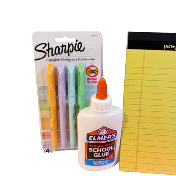 Assorted School Supply Bundle Girls K- 5th Grade Glue Sticks Ruler Highlighter