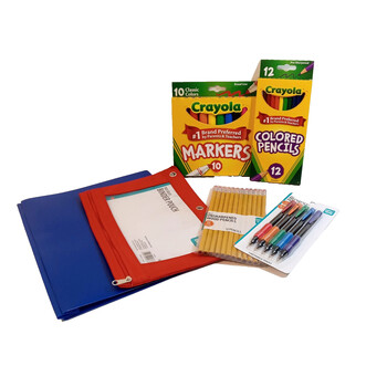 School Supply Essentials Bundle K- 5th Grade Erasers Glue Pencil Binder Pouch