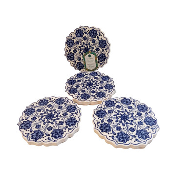 Ceramic Tile Coasters Vintage Floral Cottagecore Set Of 4 Boho Decor New/Other