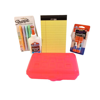 Assorted School Supply Bundle Girls K- 5th Grade Glue Sticks Ruler Highlighter