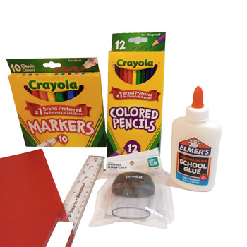 Assorted School Supply Bundle K- 5th Grade Glue Index Cards Ruler Color Markers