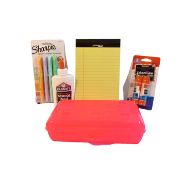 Assorted School Supply Bundle Girls K- 5th Grade Glue Sticks Ruler Highlighter