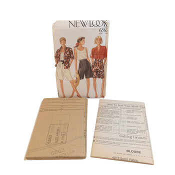 New Look 6563 1980s Y2K Sewing Pattern Women's Size 8 20 Blouse Shorts Jacket