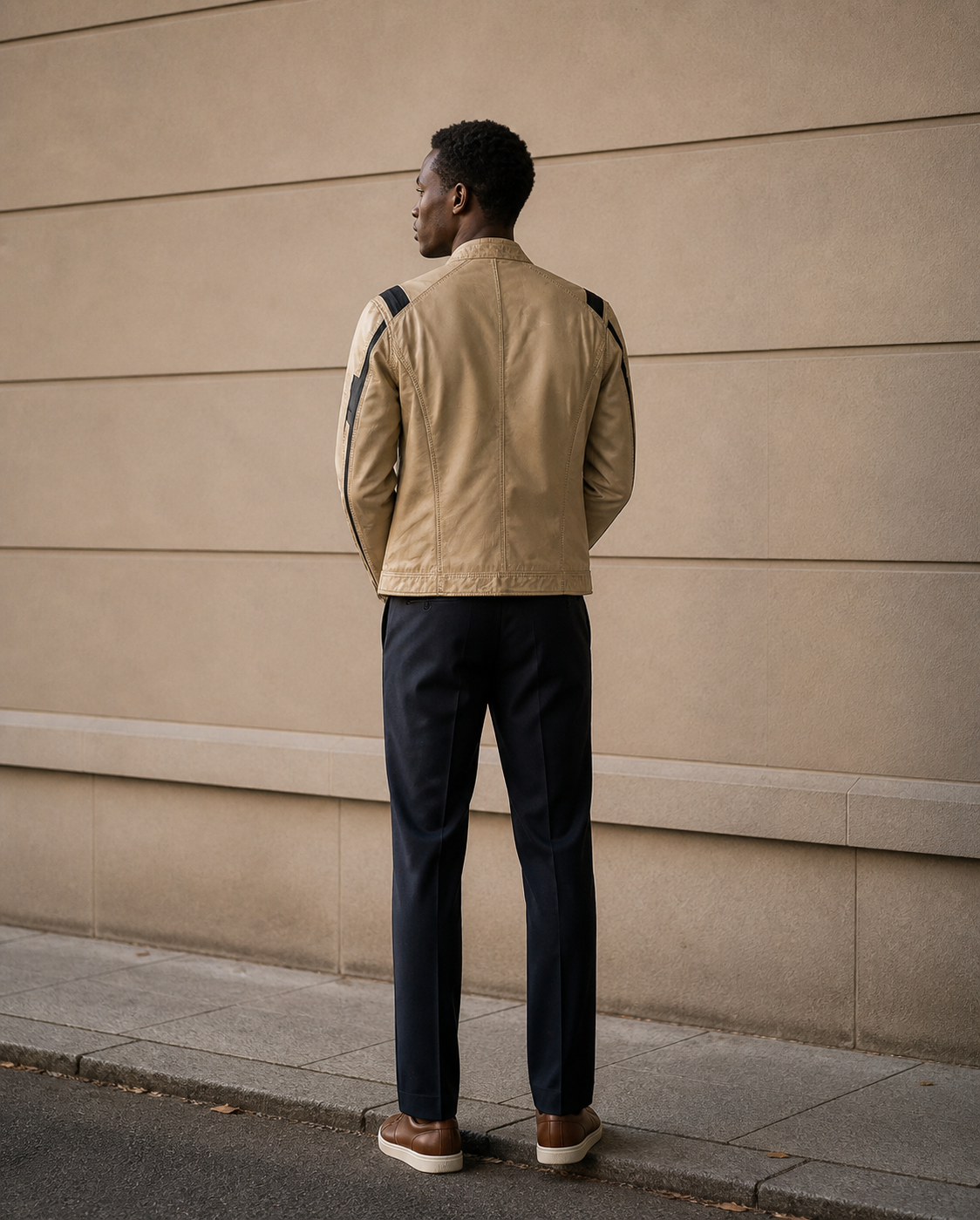 Retro Beige Racing Jacket