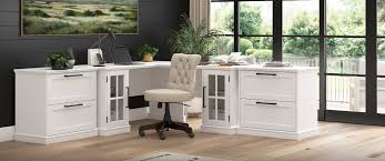 Modern White L-Shaped Desk