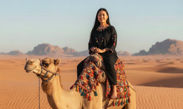 Robe marocaine noire aux motifs colorés