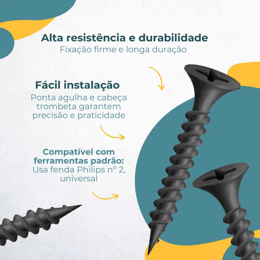 Kit 1000 Parafusos Drywall GN25 Trombeta