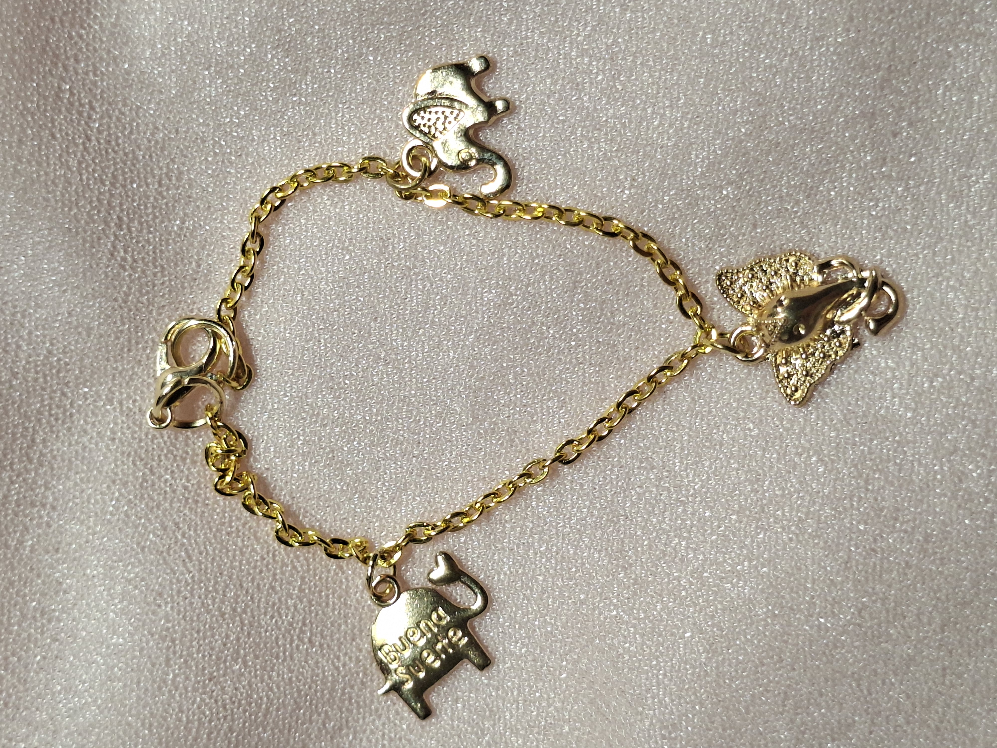 Bracelet 3 Breloques Or 