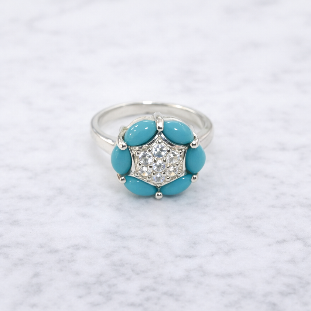Anillo de plata con turquesas