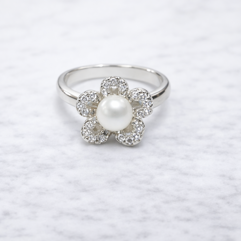 Anillo Flor Perla