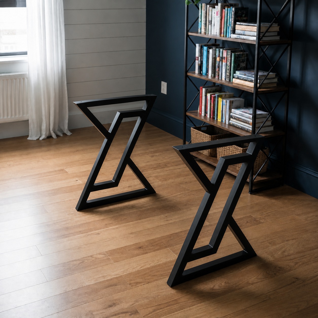 Bureau Géométrique Élegant – Design Moderne pour Travail –  Gaming En Gris