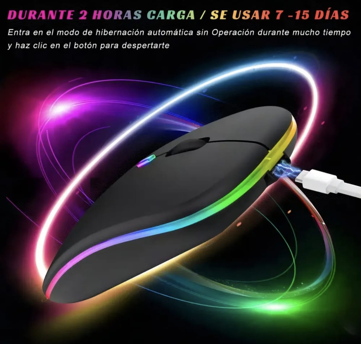 2pzs Mouse Inalámbrico Moyac Mini, Recargable USB, Bluetooth 5.0, Óptico, Silencioso, Ultradelgado, Ergonómico, Portátil, PC/Mac, Negro