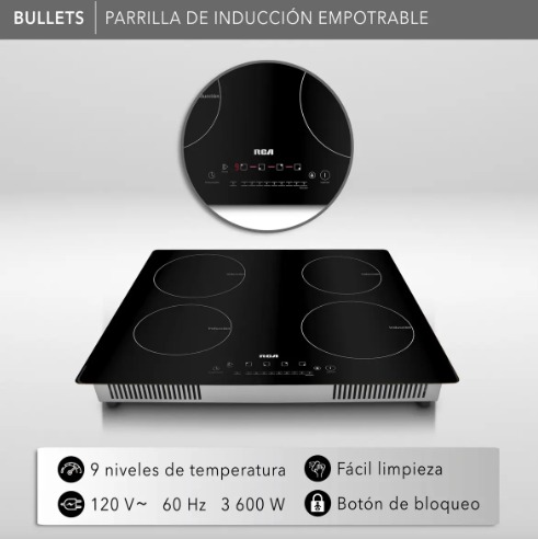 ca Parrilla De Inducción Empotrable Rc-12a5 Color Negro