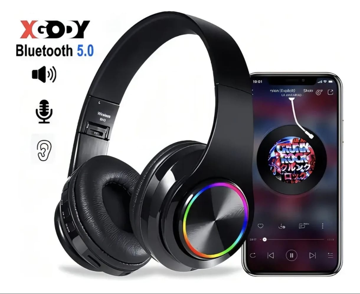 Audífonos Inalámbricos Xgody B39 Bluetooth Game Hi-fi Con Luz Rgb Led Color negro