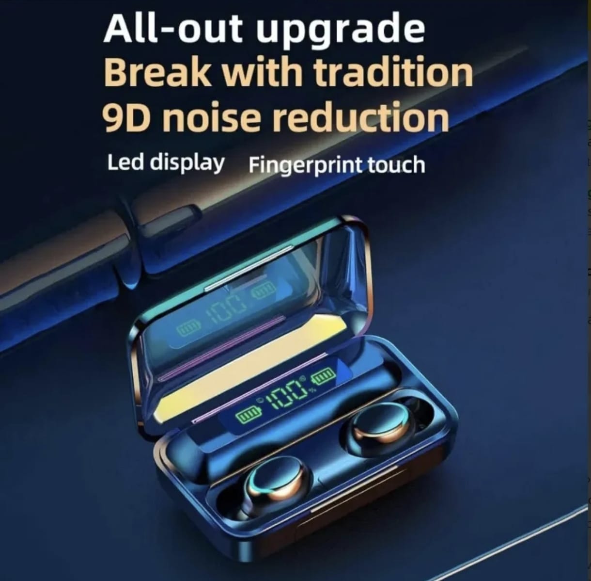 Audífonos In-ear Inalambricos Keluona F9-5 Bluetooth Tactil Cancelacion De Ruido Color Negro Con Luz Led