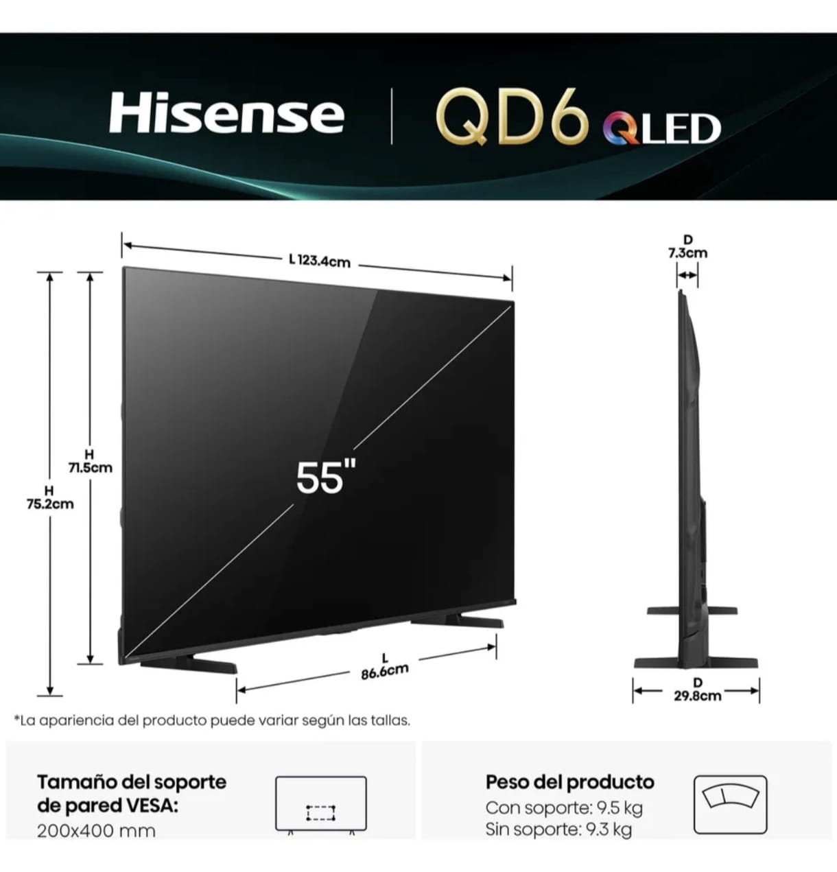 Hisense Smart TV Pantalla 55 Pulgadas Qled 55QD65QFM Fire TV