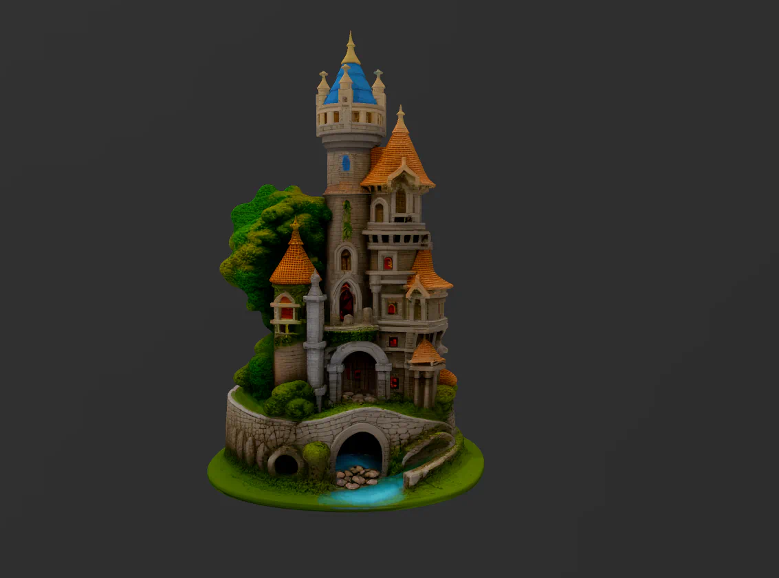CASTILLO MEDIEVAL CON RIO para imprimir stl 3d