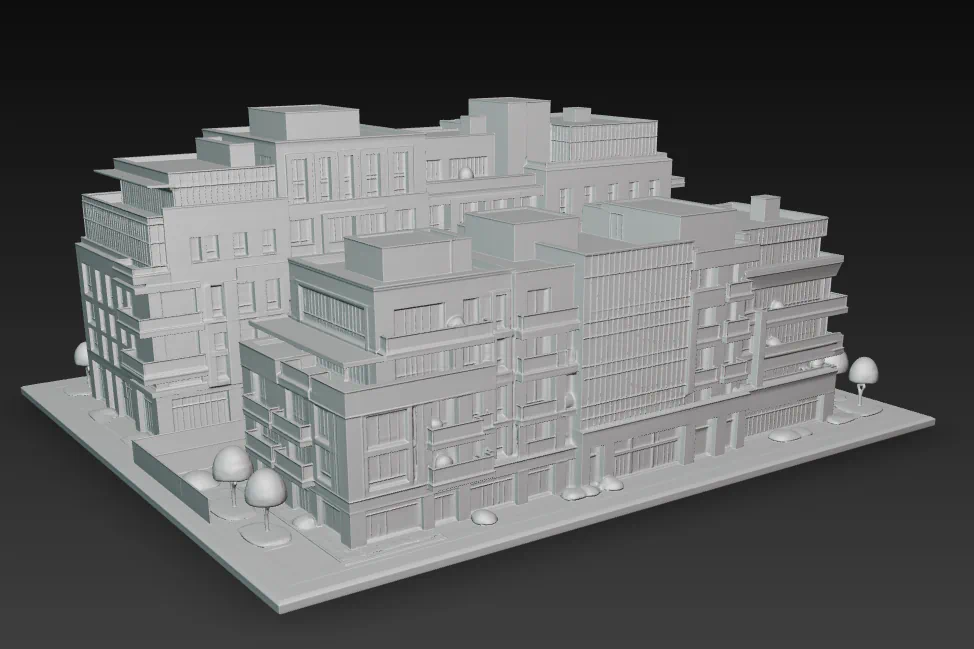 EDIFICIO MANZANA DE PISOS PARA MAQUETAS para imprimir stl 3d
