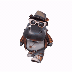 Hipopótamo Estiloso Digital STL