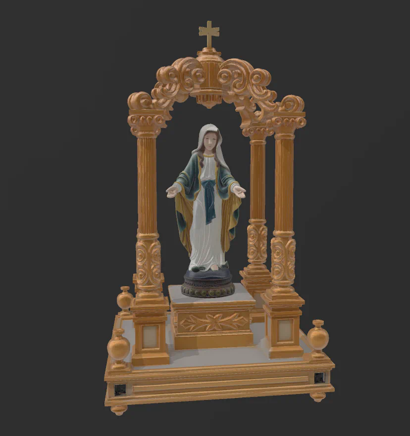Modelo 3D Virgen en altar barroco