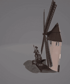 Modelo 3D: Molino con Don Quijote y Sancho SUJETALIBROS DON QUIJOTE STL