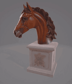 Escultura digital de cabeza de caballo