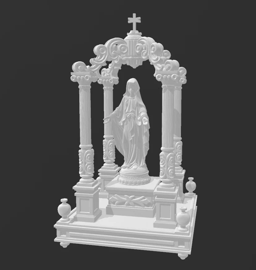 Modelo 3D Virgen en altar barroco